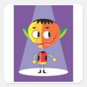 Oranje hoofdteken vierkante sticker (Voorkant)