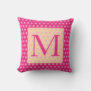 Oranje Hot Pink Polka Dot Pattern Boho Girly Buitenkussen