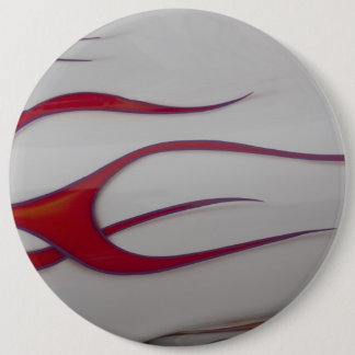 oranje hotrodvlammen op wit ronde button 6,0 cm