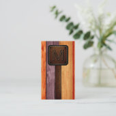  Oranje hout Bruin leder Kijk uit Visitekaartje (Staand voorkant)