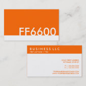 oranje HTML-kleurcode FF6600 Visitekaartje (Voorkant / Achterkant)