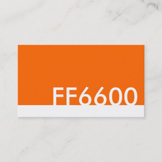 oranje HTML-kleurcode FF6600 Visitekaartje (Voorkant)
