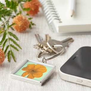 Oranje hulp/PopArt Flower Sleutelhanger