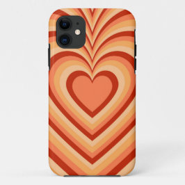 Oranje Hypnotic Heart Love Pattern iPhone 11 Hoesje