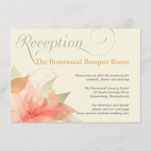 Oranje Ice Floral Garden Wedding Reception Card Informatiekaartje