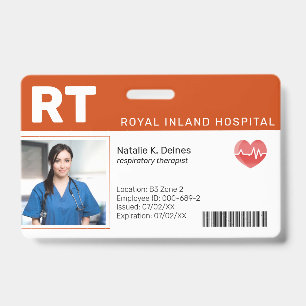 Oranje Identificatiebadge met foto voor medisch Badge
