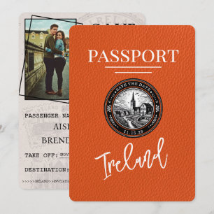 Oranje Iers paspoort Bewaar de datum Save The Date