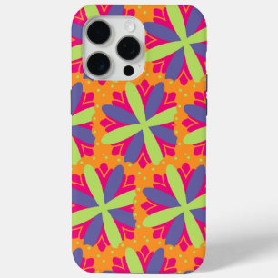 Oranje illustratie van bloemvormen iPhone 15 pro max hoesje