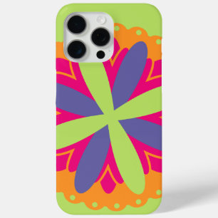 Oranje illustratie van bloemvormen iPhone 15 pro max hoesje