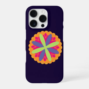 Oranje illustratie van bloemvormen iPhone 16 pro hoesje