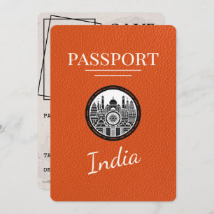 Oranje Indiaas paspoort Bewaar de datum Save The Date