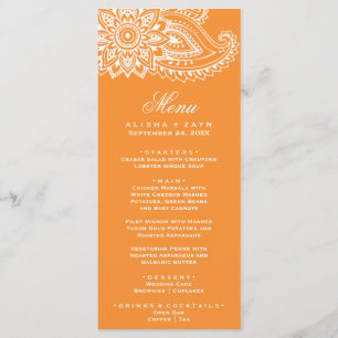 Oranje Indische Paisley-menu Kaart