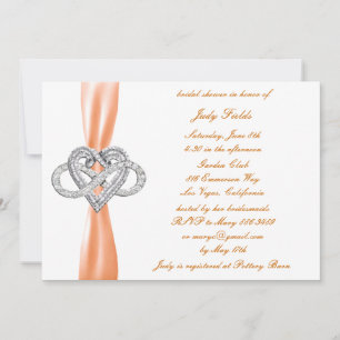 Oranje Infinity Heart Bridal Shower Invitation Kaart