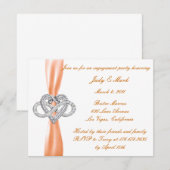 Oranje Infinity Heart Engagement Party Uitnodiging (Voorkant / Achterkant)