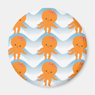 Oranje inktpatroon en blauw golven magneet