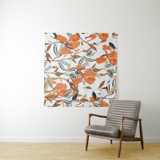 Oranje iris bloemmotief Wandkleed (In Situ (horizontaal))