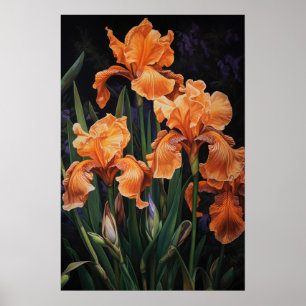 Oranje Irissen Bloem Kunstprint Poster