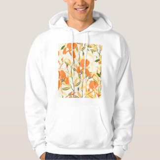 Oranje irissen: naadloos bloemmotief hoodie