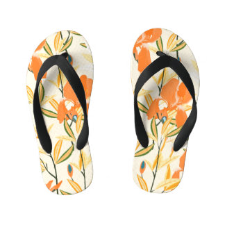 Oranje irissen: naadloos bloemmotief kinder teenslippers