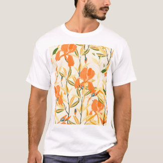 Oranje irissen: naadloos bloemmotief t-shirt