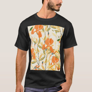 Oranje irissen: naadloos bloemmotief t-shirt