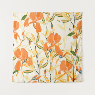 Oranje irissen: naadloos bloemmotief wandkleed