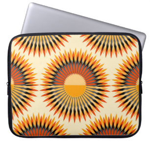 Oranje Ivoor Bloemen Sterren Patroon Laptop Sleeve