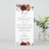 Oranje Ivoor Bourgondië Floral Wedding Menu (Staand voorkant)