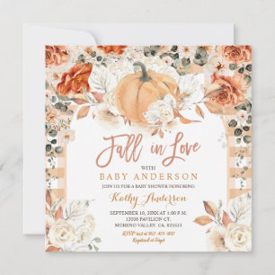 Oranje Ivoor Pompoen Baby shower Herfst in Liefde Kaart