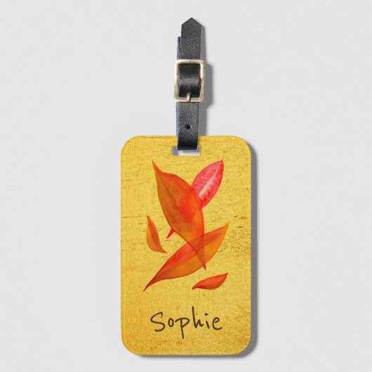 Oranje jaarbladkunst in de Herfst Bagagelabel (Voorkant (verticaal))