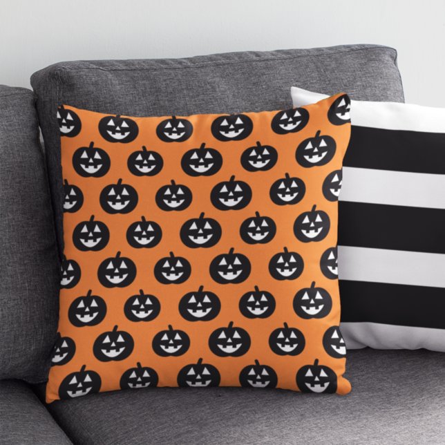 Oranje Jack O Lantern Pumpkin Pattern Halloween Kussen (Creator heeft geüpload)