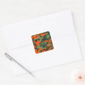 Oranje jager camo vierkante sticker (Envelop)