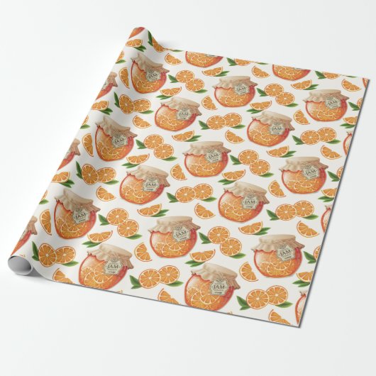Oranje Jam Pattern Cadeaupapier (Uitgerold)
