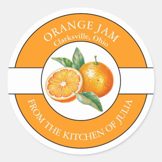 Oranje jamlabel ronde sticker (Voorkant)