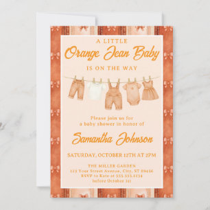 Oranje Jean Baby Shower Kaart