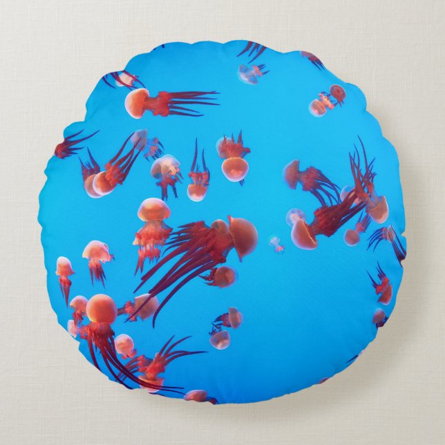 ORANJE JELLY FISH ROND KUSSEN (Voorkant)