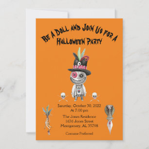 Oranje Jongen Voodoo Doll Halloween Party Invitati Kaart