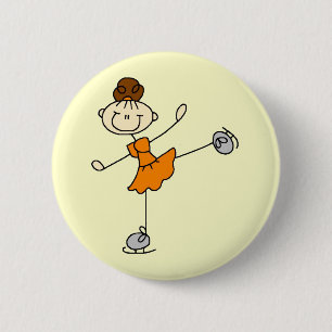 Oranje Jurk Figuur Schaatsster T-shirts en Cadeaus Ronde Button 5,7 Cm