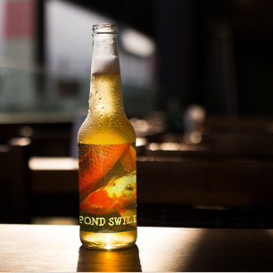 Oranje karpervijver spoeling bier etiket
