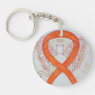 Oranje Kat Awareness Ribbon Angel - Aangepaste sle Sleutelhanger