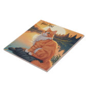 Oranje kat bij het meer tegeltje (Zijkant)