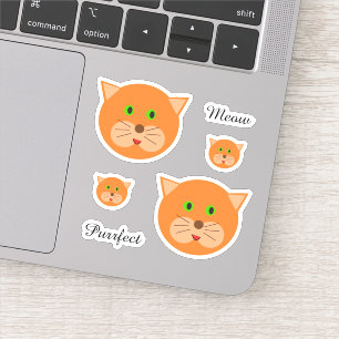 Oranje kat gezicht en tekst sticker