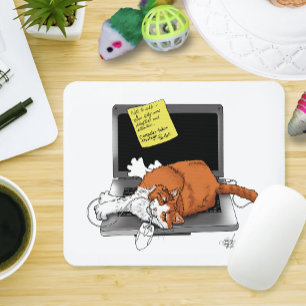 Oranje Kat Grappige Laptop Groen Werk Thuis Muismat