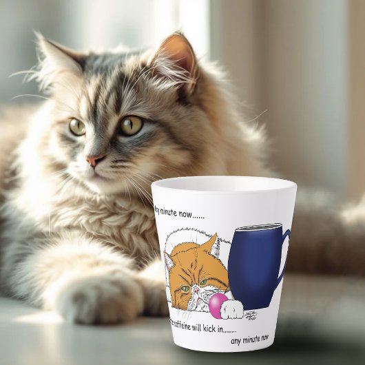Oranje Kat Koffie Mok Blauw