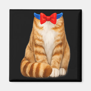 Oranje kat kostuum tabby dasje schattig grappig hu magneet