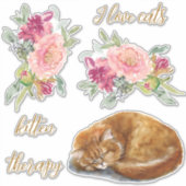 Oranje kat met quotes Sticker (Voorkant)