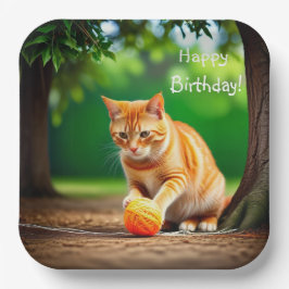 Oranje Kat Papieren Bordje