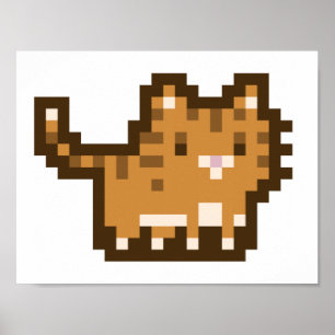 Oranje Kat Pixel Art Wide Poster