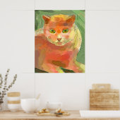 Oranje kat poster (Keuken)