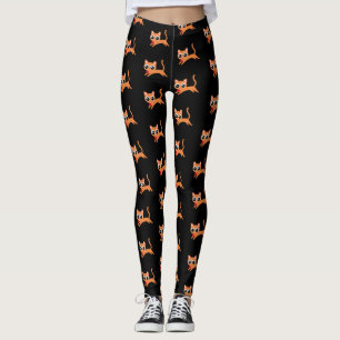 Oranje Kat Running Away met een Hart Leggings